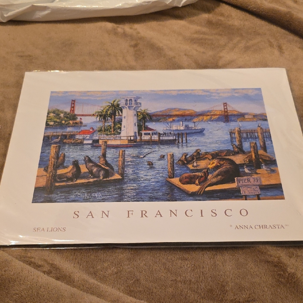 San Francisco Art Print with Sea Lions Artist: Anna Chrasta